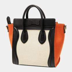 مملوكة مسبقًا Celine Black Brown Nano Tricolor Canvas and Leather Luggage Tote