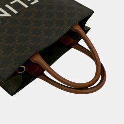 Pre Owned Celine Brown Small Triomphe Coated Canvas Vertical Cabas Tote