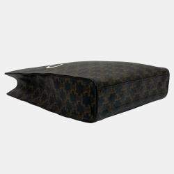 Pre Owned Celine Brown Small Triomphe Coated Canvas Vertical Cabas Tote