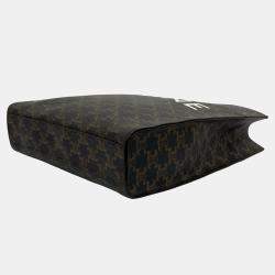 Pre Owned Celine Brown Small Triomphe Coated Canvas Vertical Cabas Tote