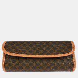 مملوكة مسبقًا Celine Brown Coated Canvas Macadam Cosmetic Pouch