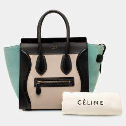 Pre Owned Celine Brown Micro Tricolor Leather Luggage Tote