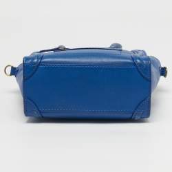 Pre Owned Celine Luggage Nano Blue Leather Tote