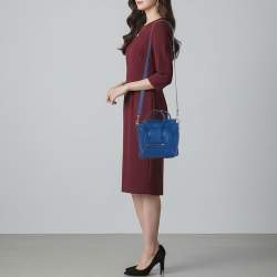 Pre Owned Celine Luggage Nano Blue Leather Tote