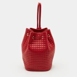 Pre Owned Celine Red Quilted Leather Drawstring Backpack