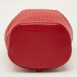 Pre Owned Celine Red Quilted Leather Drawstring Backpack