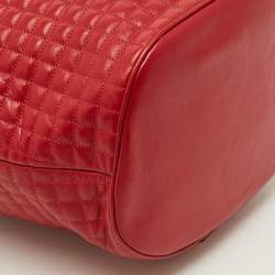Pre Owned Celine Red Quilted Leather Drawstring Backpack