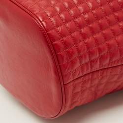 Pre Owned Celine Red Quilted Leather Drawstring Backpack