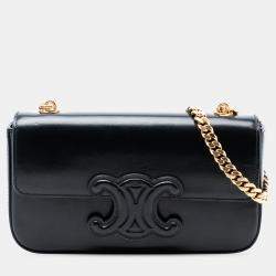 مملوكة مسبقًا Celine Black Smooth Calfskin Cuir Triomphe Chain Shoulder Bag