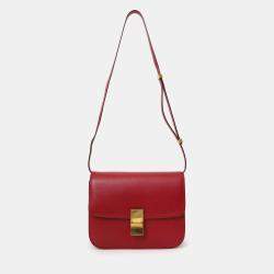Pre Owned Celine Red Leather Medium Box Bag