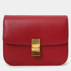 Pre Owned Celine Red Leather Medium Box Bag