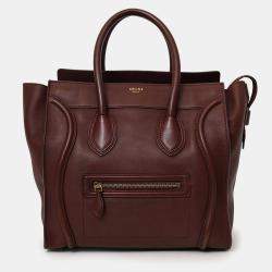 Pre Owned Celine Burgundy Smooth Calfskin Mini Luggage Tote
