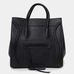 Pre Owned Celine Black Leather Medium Luggage Phantom Tote