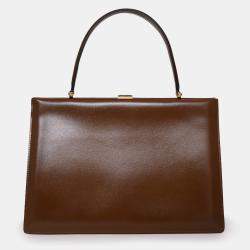 Pre Owned Celine 2017 Brown Leather Medium Clasp Bag