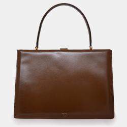 Pre Owned Celine 2017 Brown Leather Medium Clasp Bag