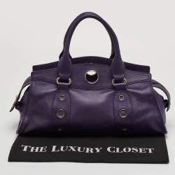 Pre Owned Celine Vintage Purple Leather Satchel