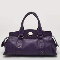 Pre Owned Celine Vintage Purple Leather Satchel