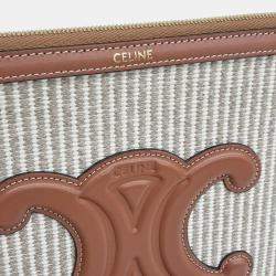 Pre Owned حقيبة كلاتش سيليين تريومف قماش وبني بيج جلد