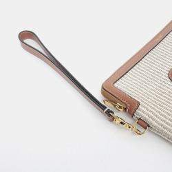 Pre Owned حقيبة كلاتش سيليين تريومف قماش وبني بيج جلد