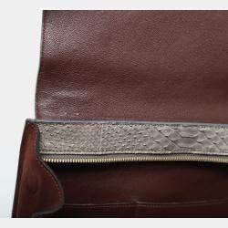 مملوكة مسبقًا  حقيبة تريبيز سيليين متوسطة الحجم رمادي و بورغندي جلد ثعبان سويدي