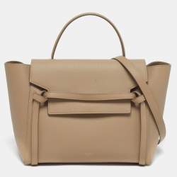 مملوكة مسبقًا Celine Belt Mini Beige Leather Top Handle Bag