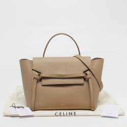 مملوكة مسبقًا Celine Belt Mini Beige Leather Top Handle Bag