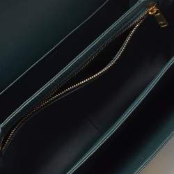 Pre Owned Celine Triomphe Large Green Shiny Leather Shoulder Bag