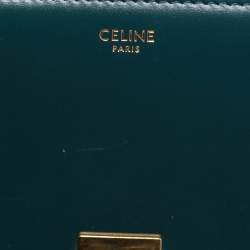 Pre Owned Celine Triomphe Large Green Shiny Leather Shoulder Bag