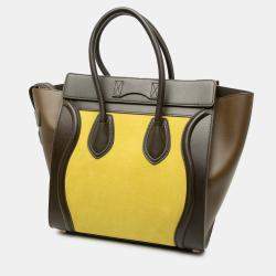 مملوكة مسبقًا Celine Brown Yellow Micro Tricolor Leather Luggage Tote