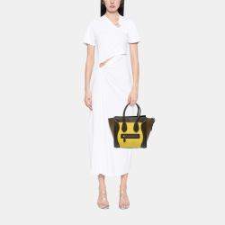 مملوكة مسبقًا Celine Brown Yellow Micro Tricolor Leather Luggage Tote