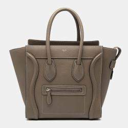 Pre Owned Celine Brown Micro Leather Luggage Tote