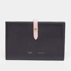 Pre Owned Celine Multifunction Large Black/Pink Leather Strap Wallet