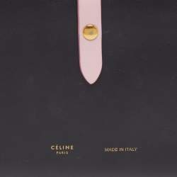 Pre Owned Celine Multifunction Large Black/Pink Leather Strap Wallet