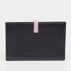 Pre Owned Celine Multifunction Large Black/Pink Leather Strap Wallet