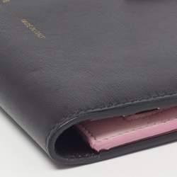 Pre Owned Celine Multifunction Large Black/Pink Leather Strap Wallet