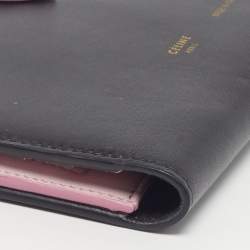 Pre Owned Celine Multifunction Large Black/Pink Leather Strap Wallet