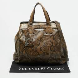 Pre Owned حقيبة يد سيلين شارم بايثون زيتي أخضر