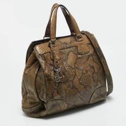 Pre Owned حقيبة يد سيلين شارم بايثون زيتي أخضر