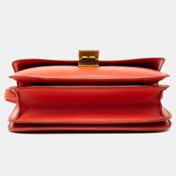 Pre Owned Celine Red Medium Calfskin Classic Box