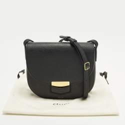 Pre Owned Celine Trotteur Small Black Leather Flap Shoulder Bag