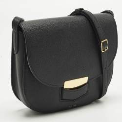 Pre Owned Celine Trotteur Small Black Leather Flap Shoulder Bag