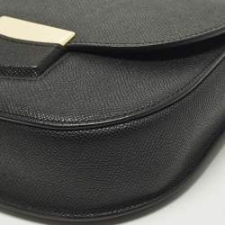 Pre Owned Celine Trotteur Small Black Leather Flap Shoulder Bag