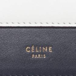 Pre Owned حقيبة كلتش سيلين بشنطة جيب، جلد أبيض وأسود وسلاسل من جلد الثعبان