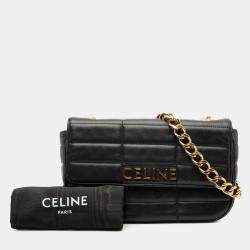 مملوكة مسبقًا حقيبة  كتف سلسلة سيليين جلد الماعز مبطن أحادي اللون سوداء