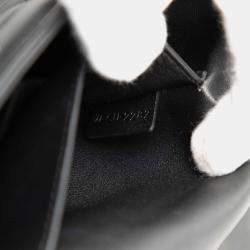 مملوكة مسبقًا حقيبة كتف سلسلة سيليين جلد الماعز مبطن أحادي اللون سوداء