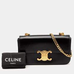 Pre Owned حقيبة كتف سلسلة سيلين كلود جلد عجل لامع أسود