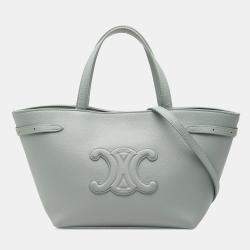 Pre Owned Celine Mini Grained Calfskin Cuir Triomphe Cabas Anais Tote