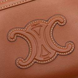 Pre Owned Celine Brown Smooth Calfskin Cuir Triomphe Clutch on Chain