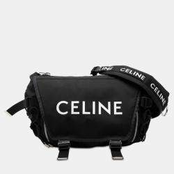 Pre Owned Celine Black Medium Nylon Logo Trekking Messenger Bag
