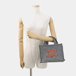 Pre Owned حقيبة يد سيلين كاباتايس 2-واي قماش وجلد أبيض/أسود حجم صغير